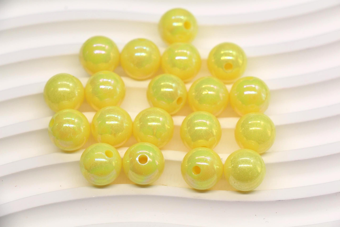12mm Lemon Yellow AB Gumball Beads for Bracelets #469