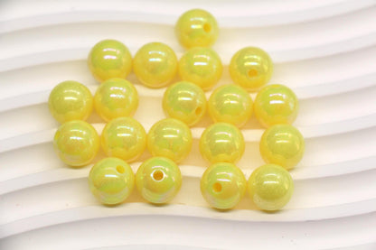12mm Lemon Yellow AB Gumball Beads for Bracelets #469