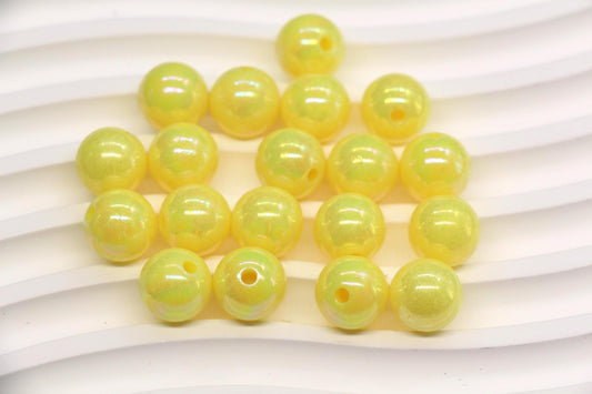 12mm Lemon Yellow AB Gumball Beads for Bracelets #469