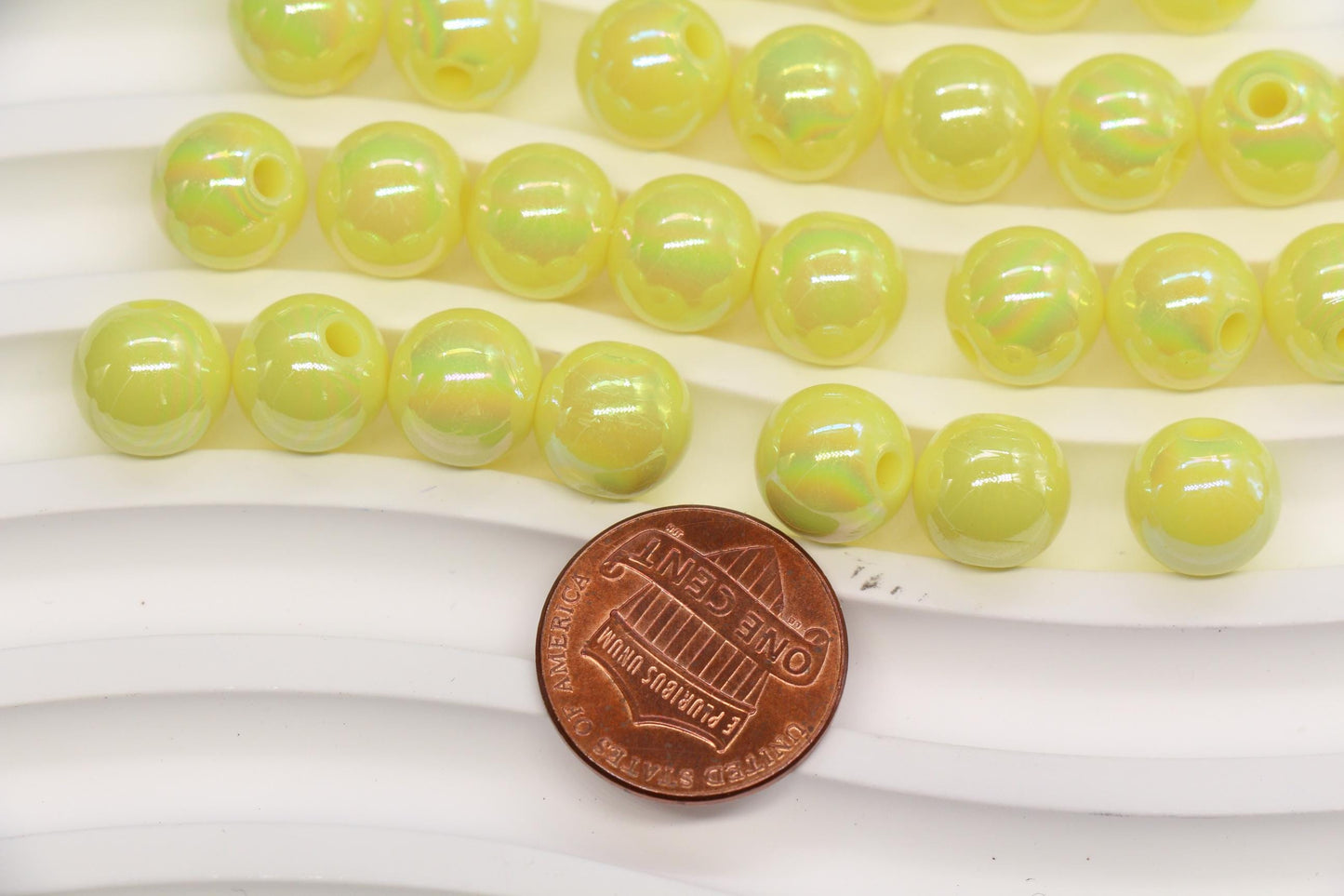 10mm Pastel Lemon AB Gumball Beads for Bracelets #3480