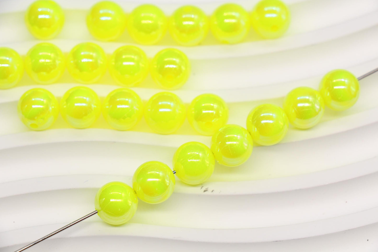 10mm Neon Yellow AB Gumball Beads for Bracelets #3478