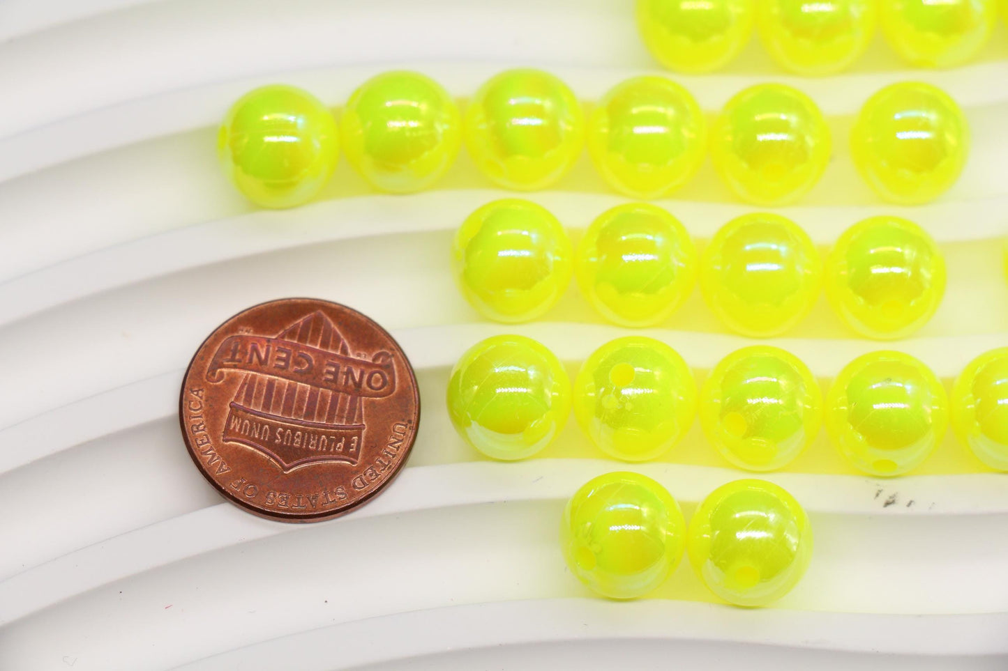 10mm Neon Yellow AB Gumball Beads for Bracelets #3478