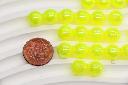 10mm Neon Yellow AB Gumball Beads for Bracelets #3478