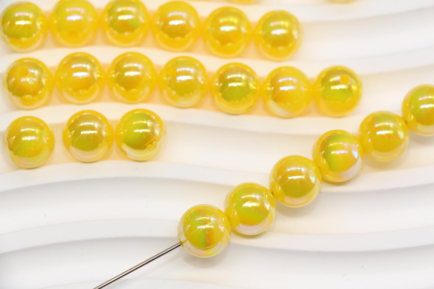 10mm Golden Yellow AB Gumball Beads for Bracelets #3477