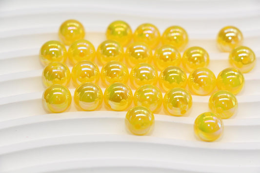 10mm Golden Yellow AB Gumball Beads for Bracelets #3477