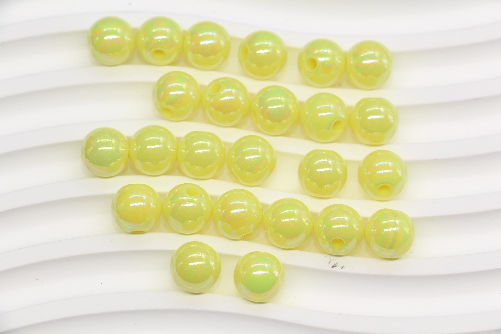 10mm Pastel Yellow AB Gumball Beads for Bracelets #462