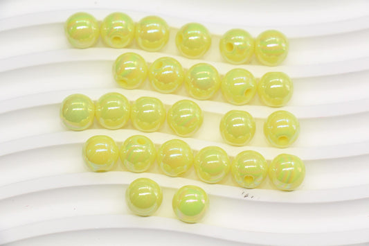 10mm Pastel Yellow AB Gumball Beads for Bracelets #462
