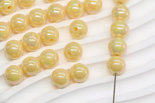 10mm Pale yellow AB Gumball Beads for Bracelets #3479