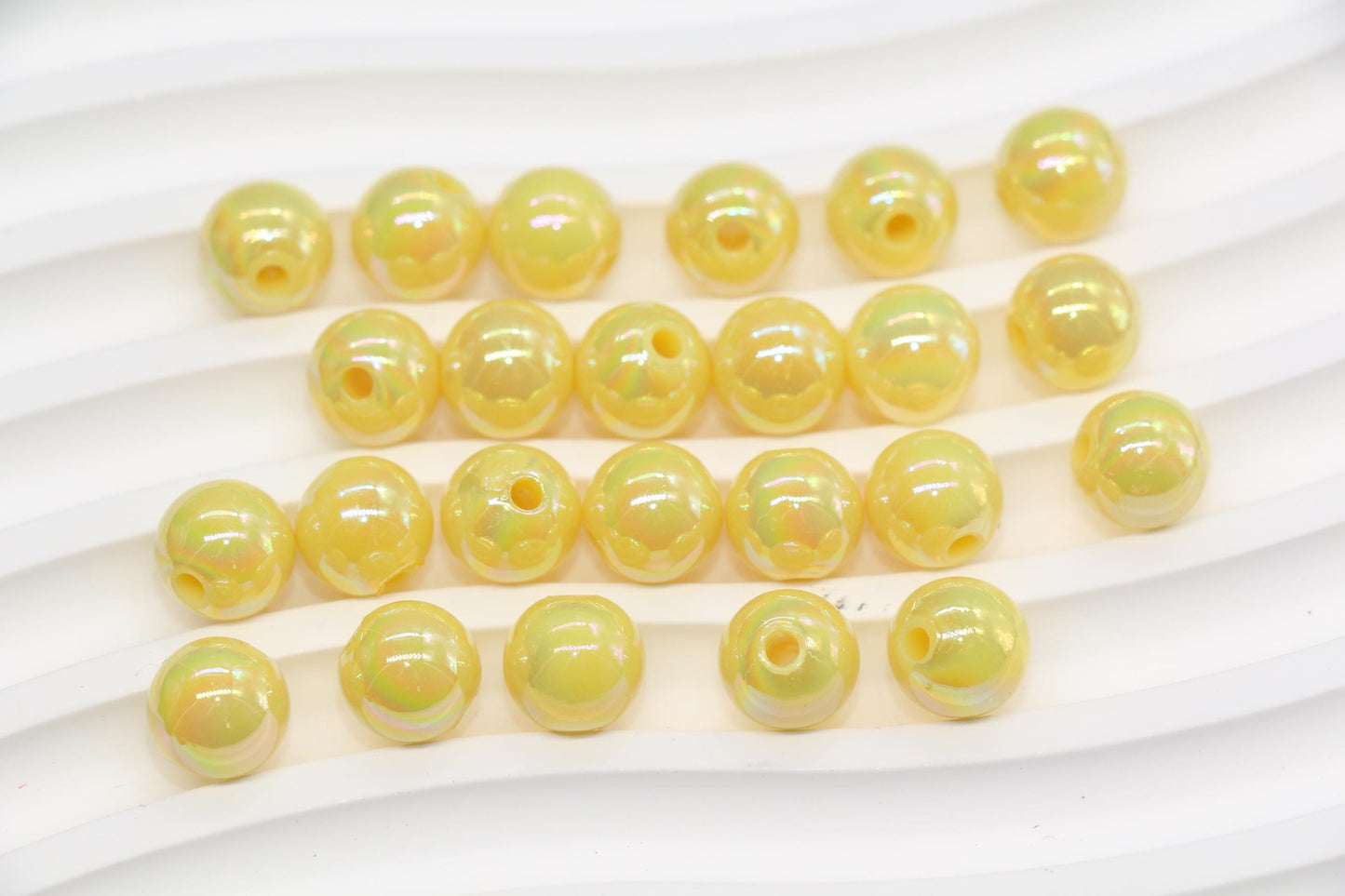 10mm Sunshine Yellow AB Gumball Beads for Bracelets #2522