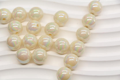 12mm Off White AB Gumball Beads for Bracelets #640
