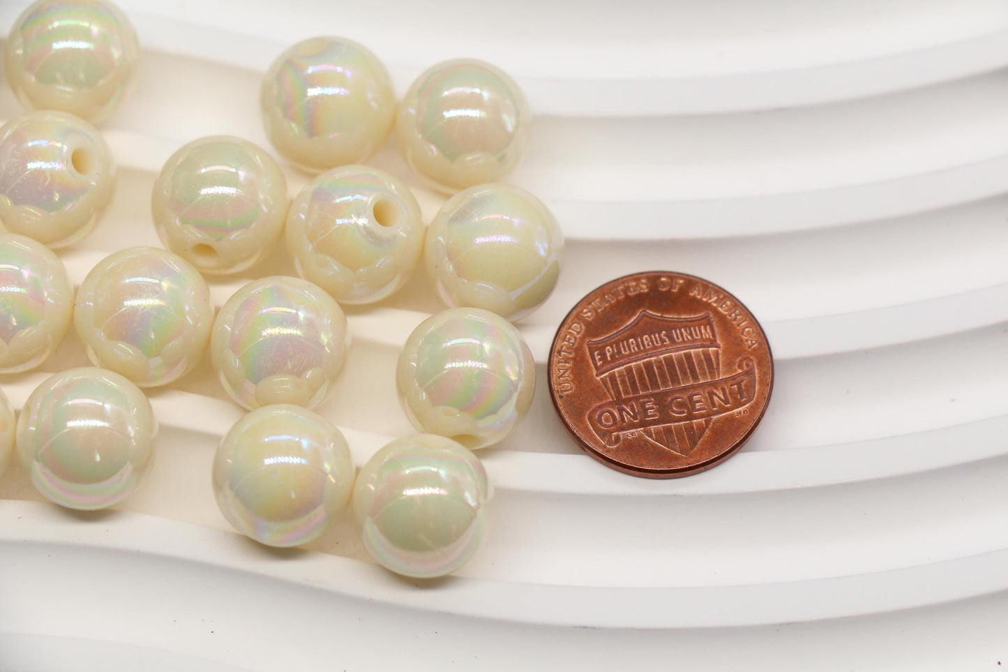 12mm Off White AB Gumball Beads for Bracelets #640