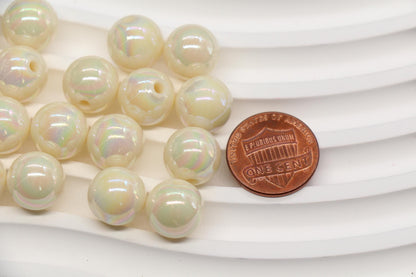12mm Off White AB Gumball Beads for Bracelets #640