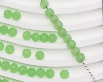 6mm Matte Apple Green Gumball Beads for Bracelets #3562