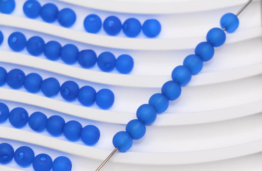 6mm Matte Royal Blue Gumball Beads for Bracelets #3563