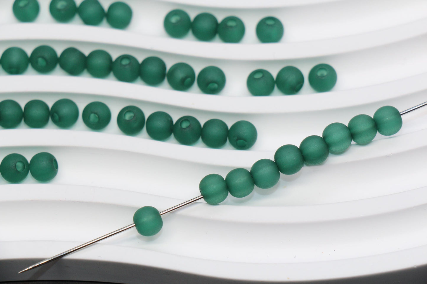 6mm Matte Green Gumball Beads for Bracelets #3561