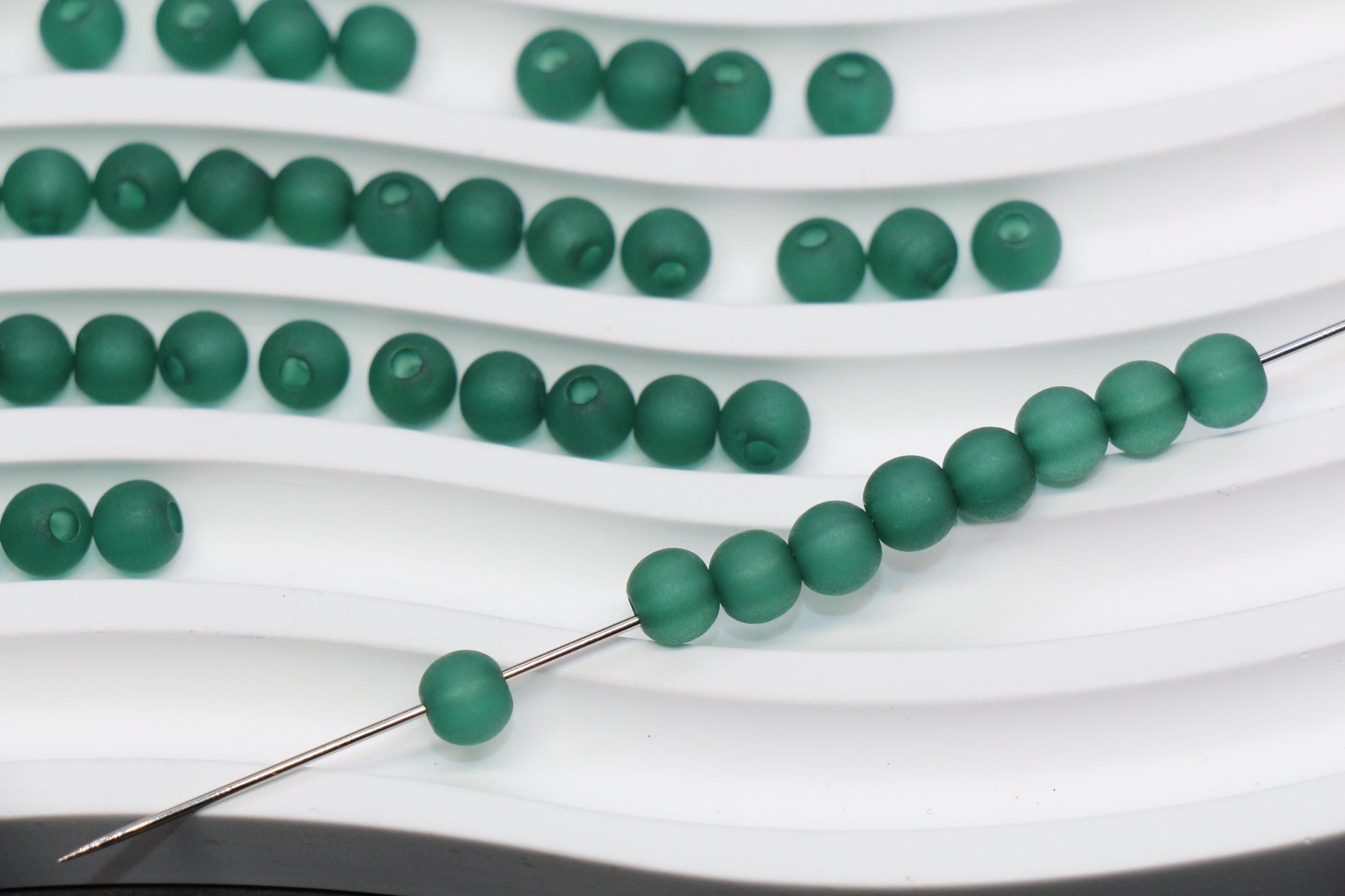 6mm Matte Green Gumball Beads for Bracelets #3561
