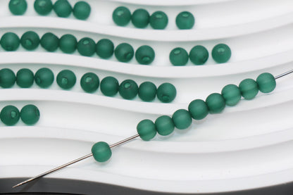 6mm Matte Green Gumball Beads for Bracelets #3561