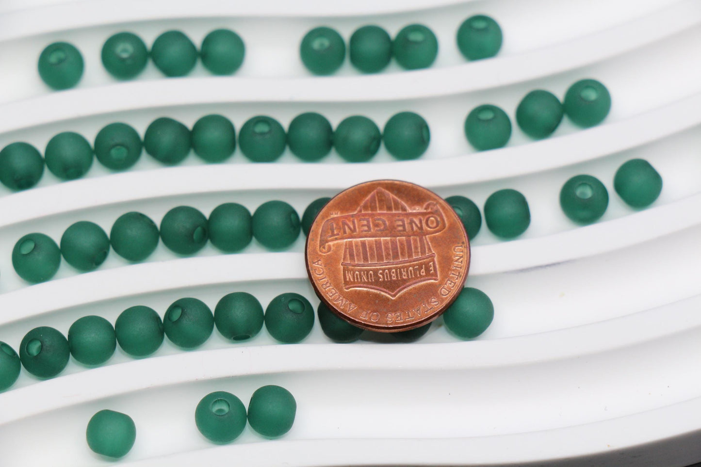 6mm Matte Green Gumball Beads for Bracelets #3561