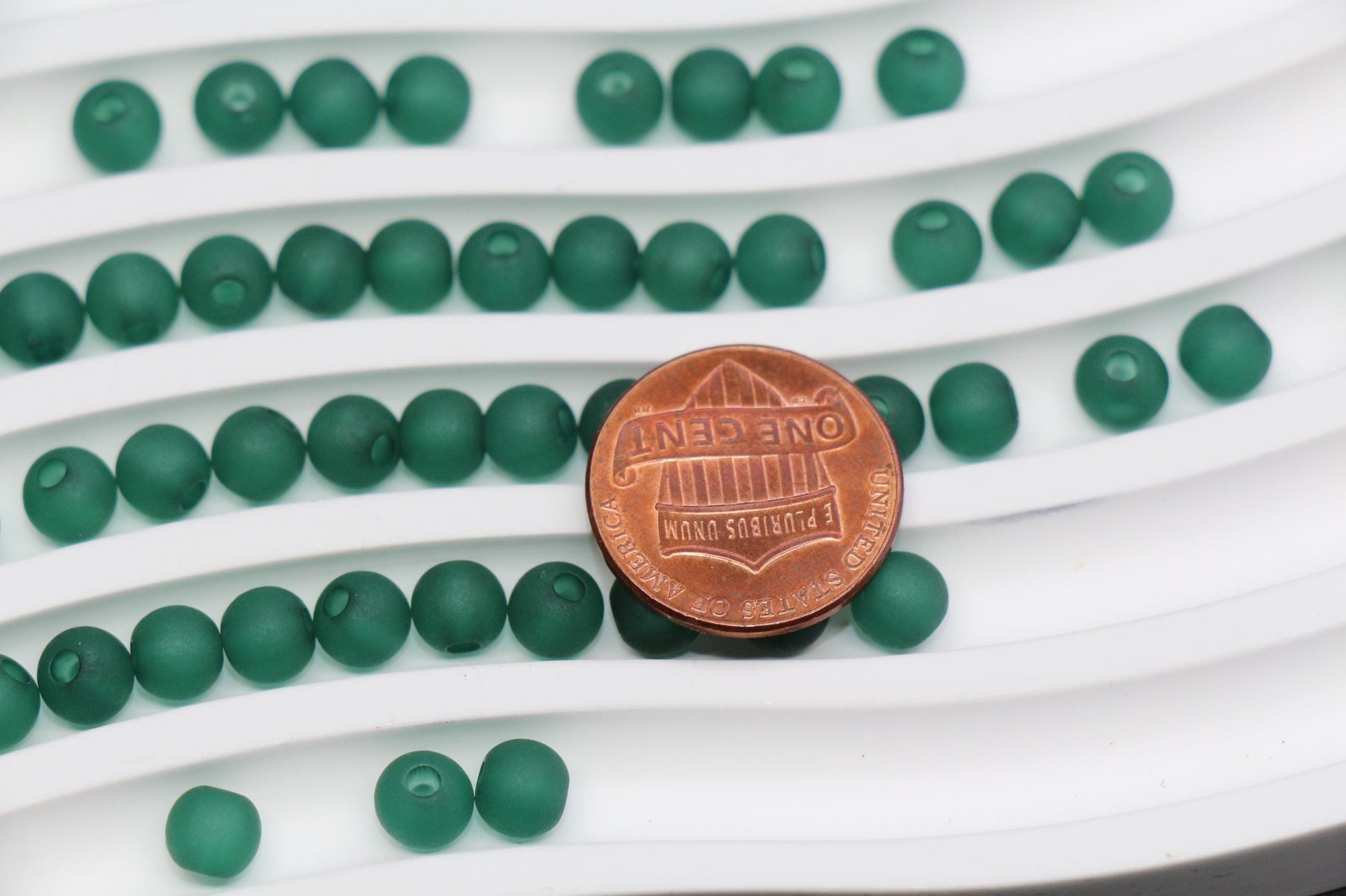 6mm Matte Green Gumball Beads for Bracelets #3561