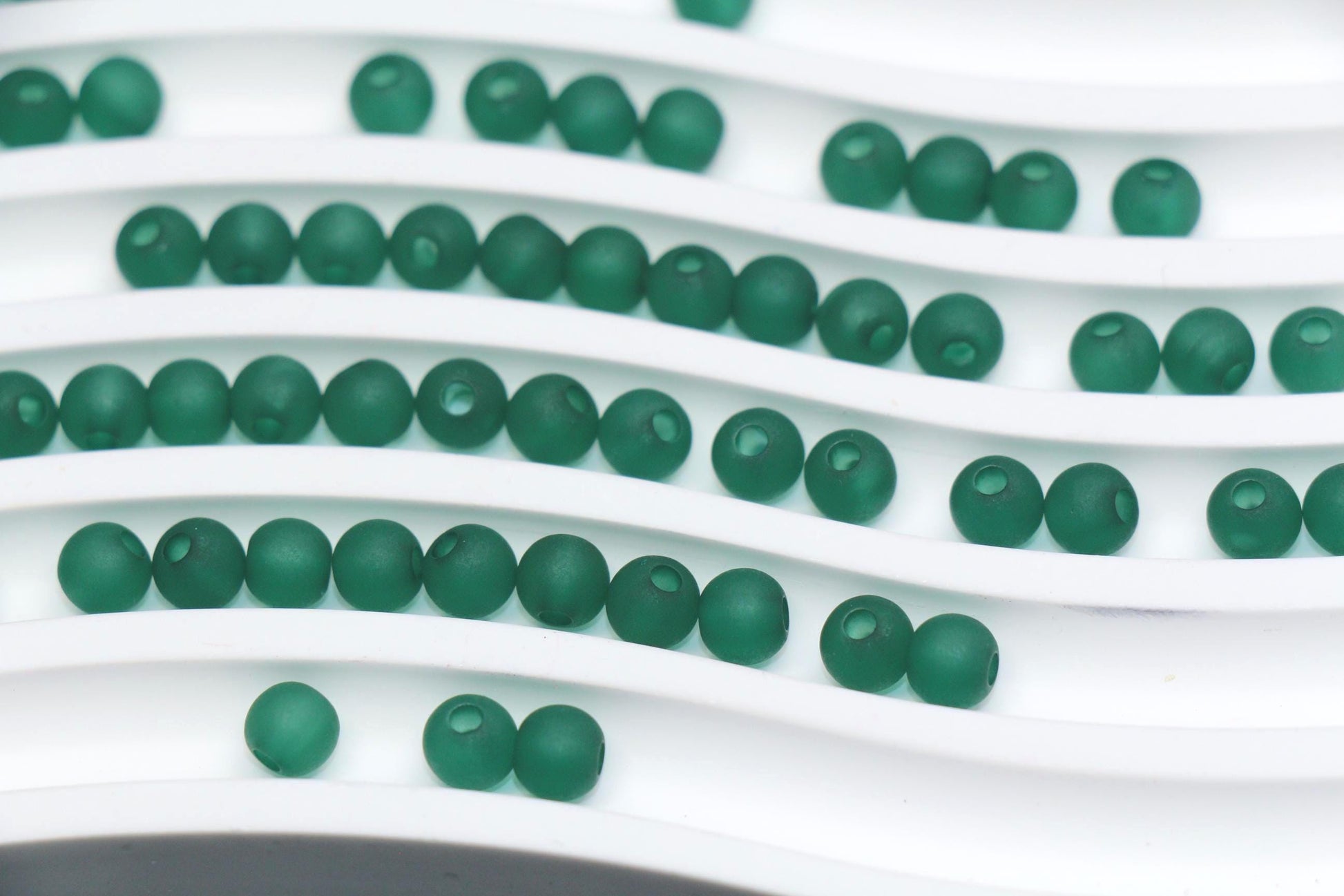 6mm Matte Green Gumball Beads for Bracelets #3561