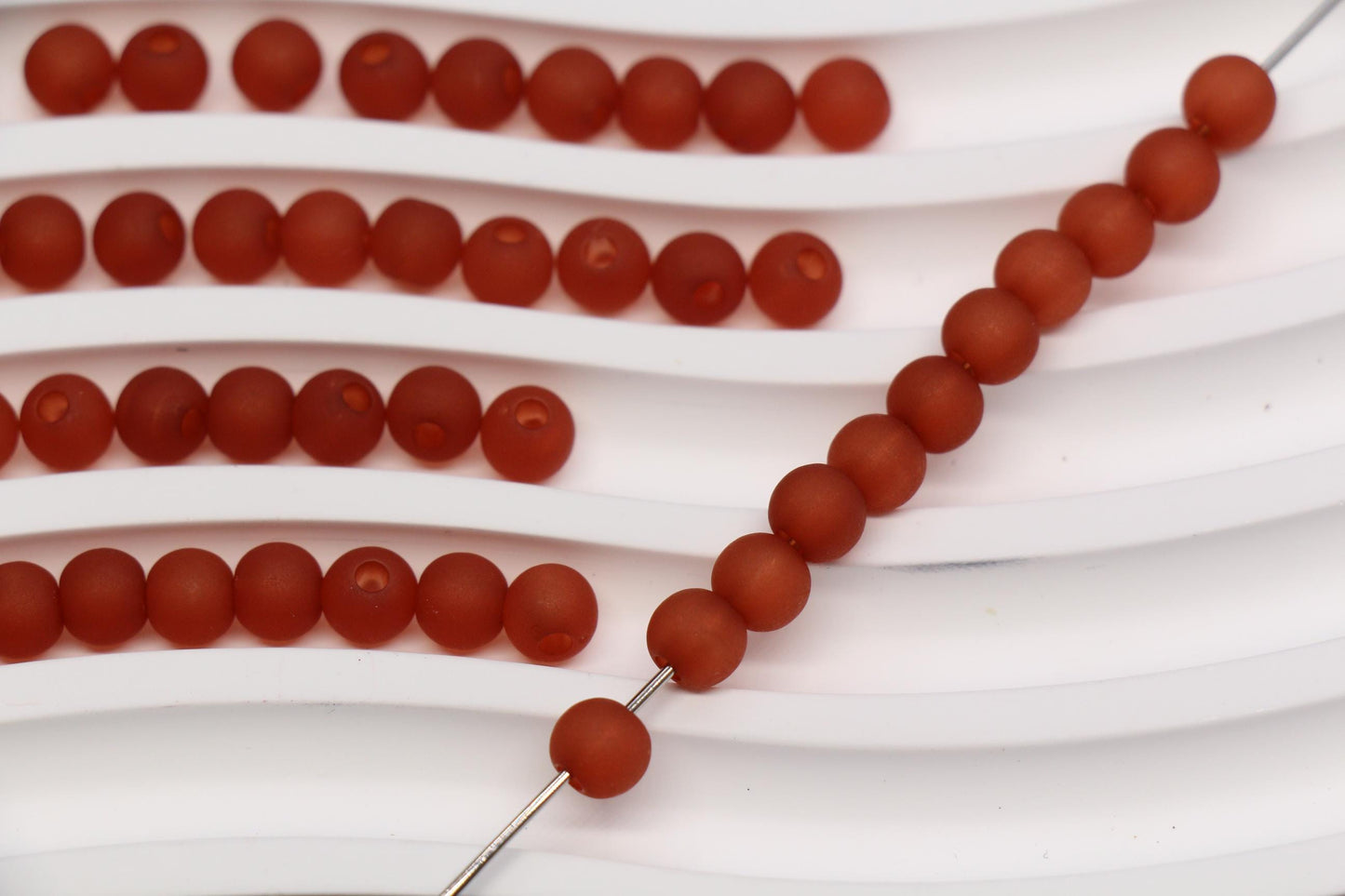 6mm Matte Reddish Brown Gumball Beads for Bracelets #3564