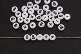 7mm White Black Symbol Beads for Bracelets #1314