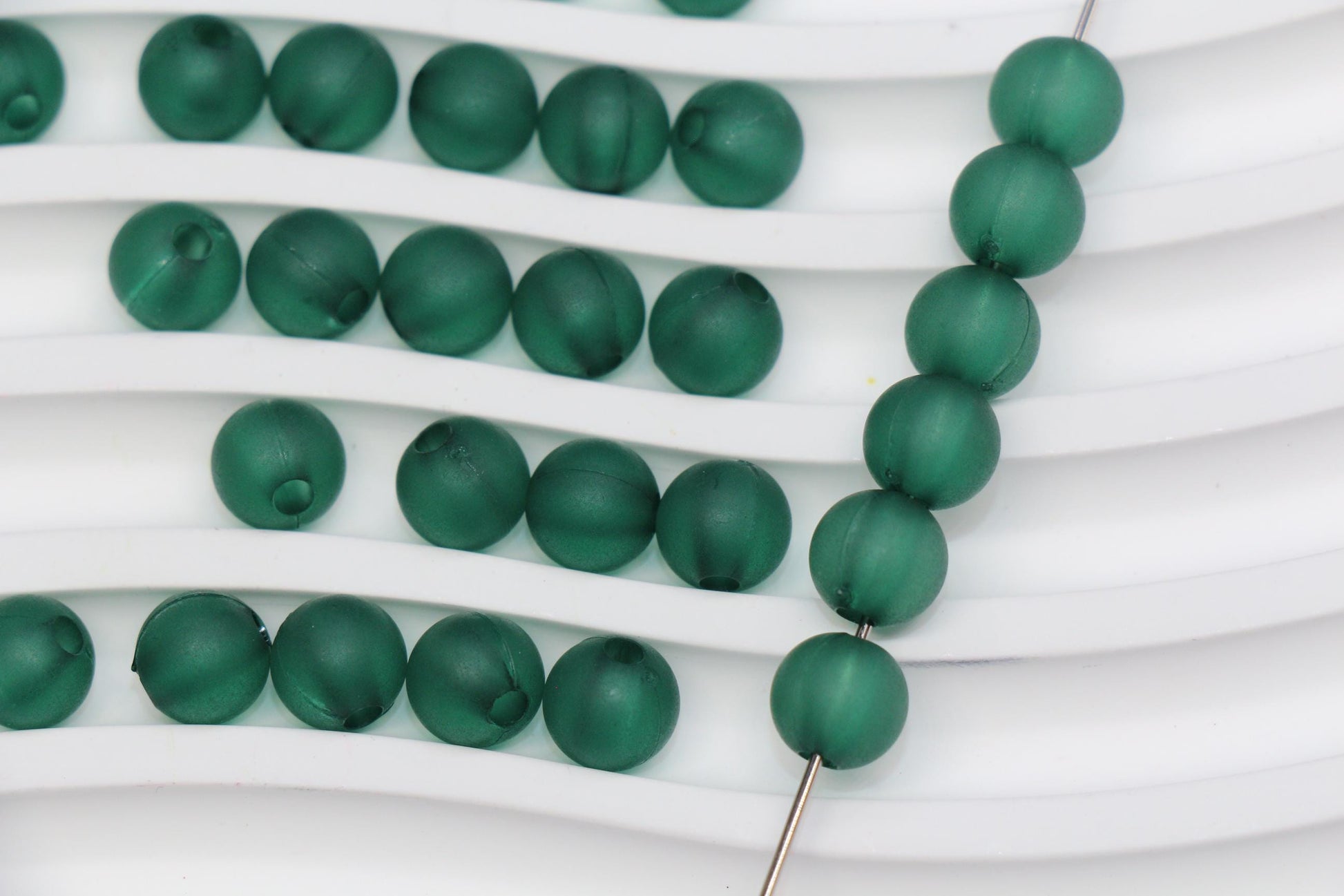 8mm Matte Green Gumball Beads for Bracelets #3568