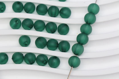 8mm Matte Green Gumball Beads for Bracelets #3568