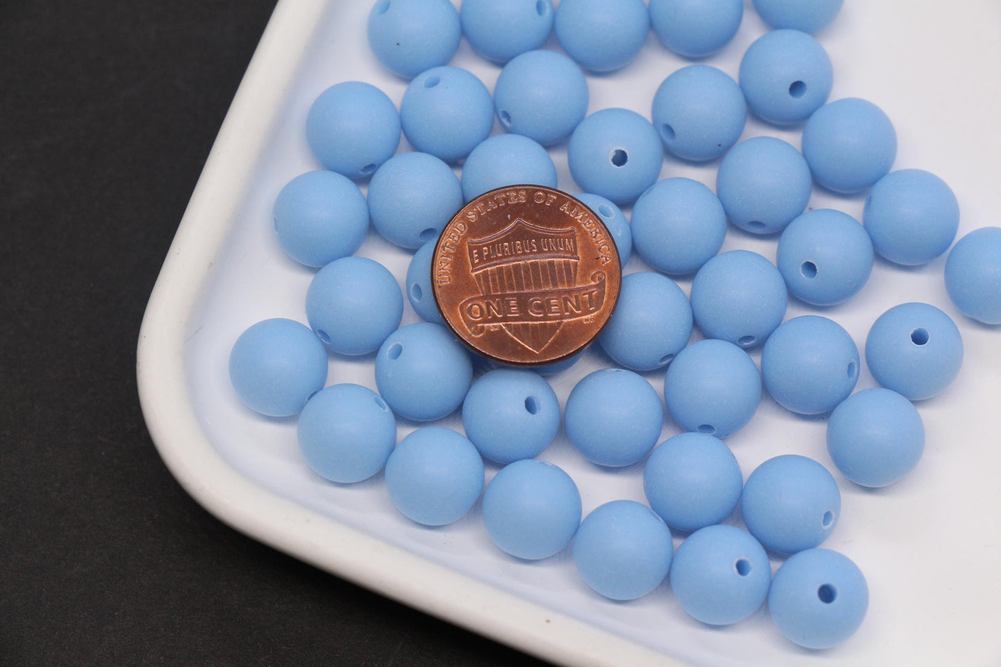 10mm Matte Periwinkle Blue Gumball Beads, Chunky Frosted Acrylic Round Spacer Beads for Bracelet Making #1084