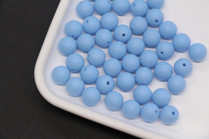 10mm Matte Periwinkle Blue Gumball Beads, Chunky Frosted Acrylic Round Spacer Beads for Bracelet Making #1084
