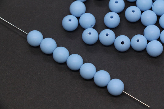 10mm Matte Periwinkle Blue Gumball Beads, Chunky Frosted Acrylic Round Spacer Beads for Bracelet Making #1084