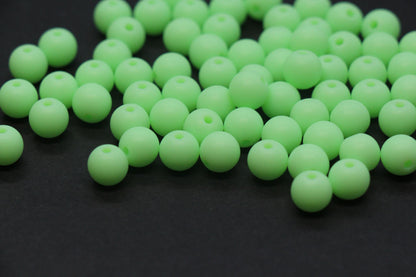 8mm Matte Mint Green Round Beads, Frosted Acrylic Gumball Spacer Beads for Bracelet Making #1208