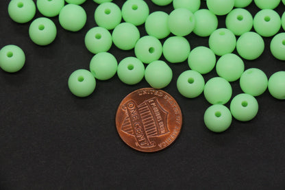 8mm Matte Mint Green Round Beads, Frosted Acrylic Gumball Spacer Beads for Bracelet Making #1208