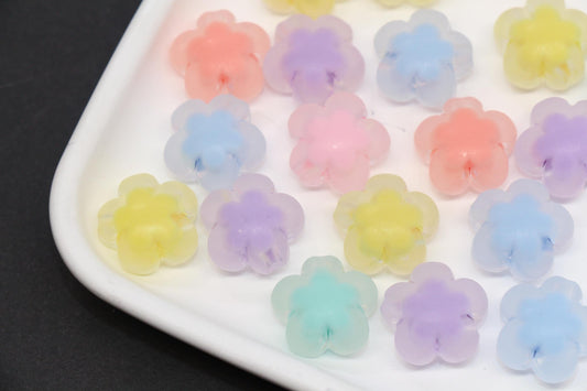 16mm Matte Flower Beads, Chunky Frosted Acrylic Floral Beads for Jewelry Making #1893