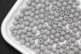 6mm Gray Round Acrylic Beads, Smooth Neutral Spacer Beads for Bracelet Making #822