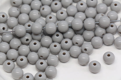 8mm Gray Round Acrylic Beads, Smooth Neutral Spacer Beads for Bracelet Making #823