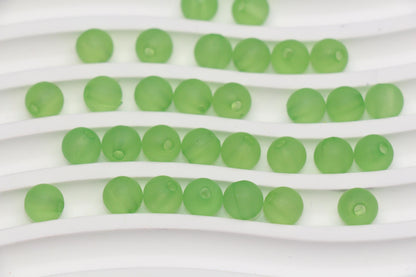 8mm Matte Apple Green Gumball Beads, Round Acrylic Bracelet Beads for Jewelry Making, DIY Craft Supplies #3569