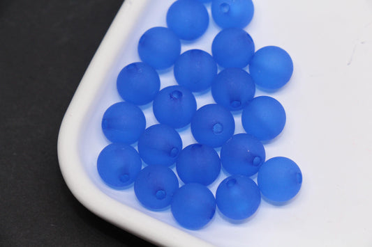 10mm Matte Royal Blue Acrylic Gumball Beads, Round Bracelet Beads for Jewelry Making, DIY Craft Supplies #3594