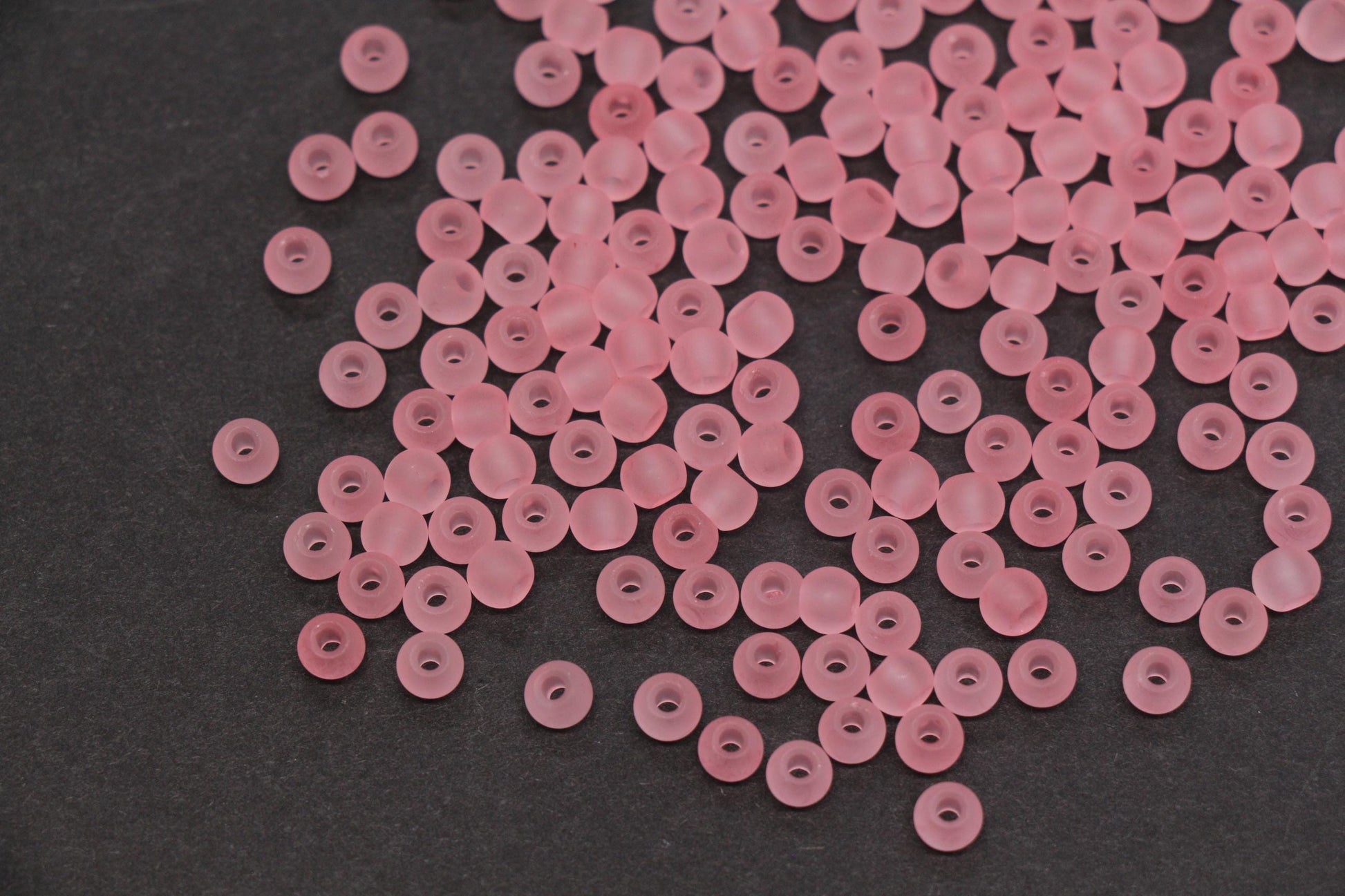 4mm Matte Pink Glass Seed Beads, 6/0 Frosted Rocailles for Bracelet Making & Beading Supplies #1415