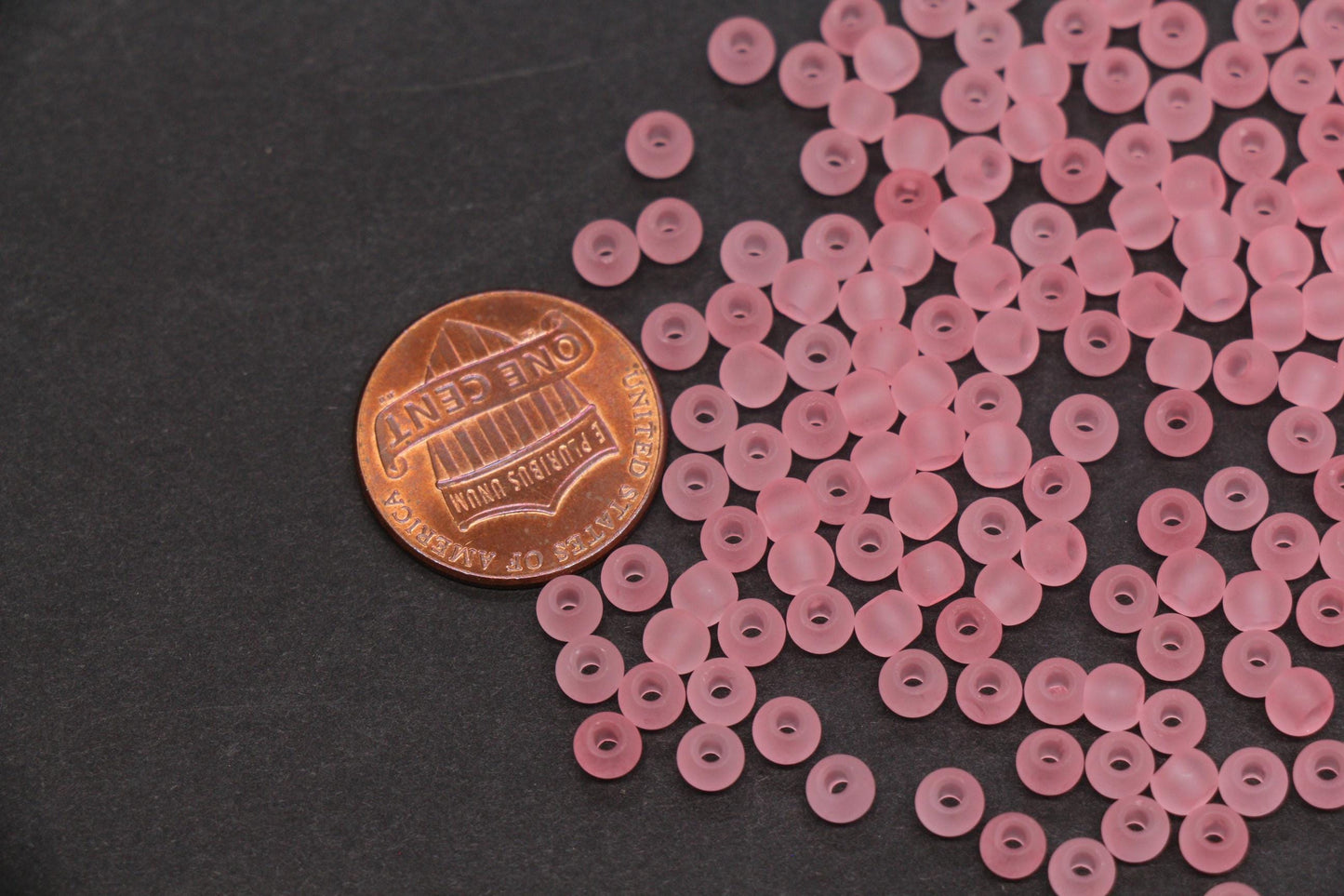 4mm Matte Pink Glass Seed Beads, 6/0 Frosted Rocailles for Bracelet Making & Beading Supplies #1415