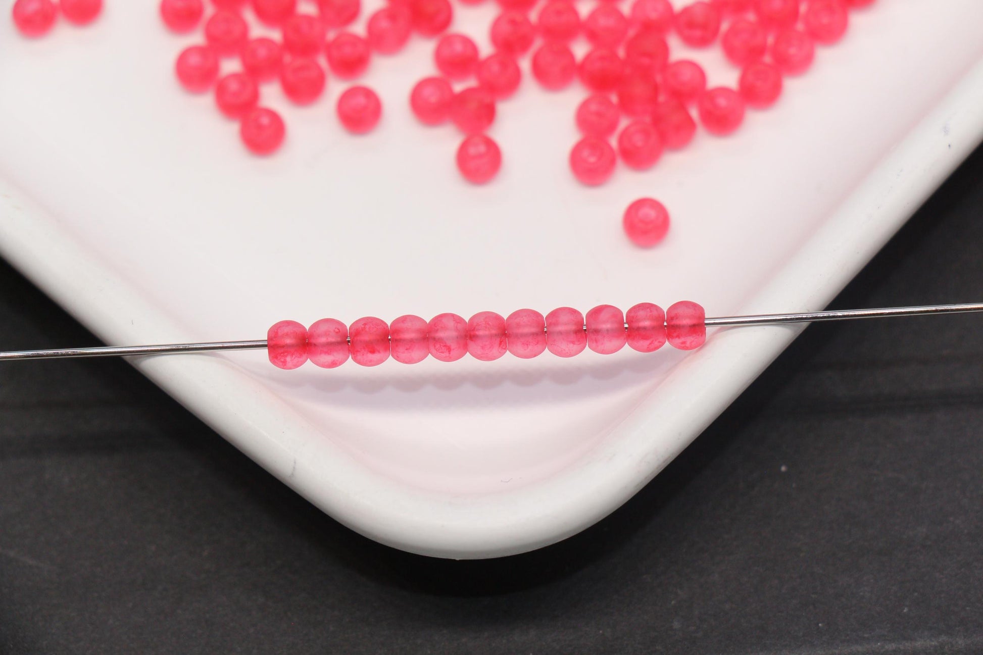 4mm 6/0 matte hot pink glass seed beads for bracelets