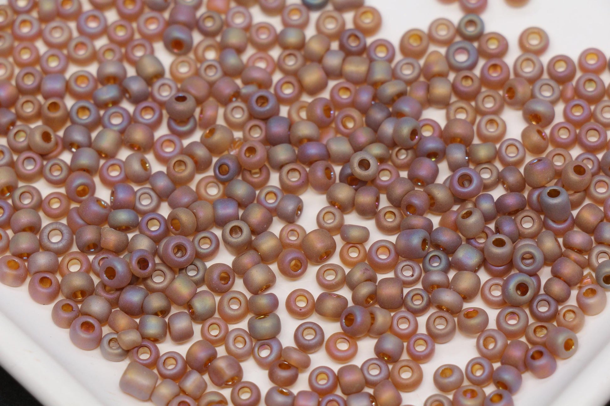 4mm Matte Metallic AB Glass Seed Beads, Frosted Iridescent 6/0 Rocailles, Seed Beads for Bracelet Making & Beading Supplies #1178