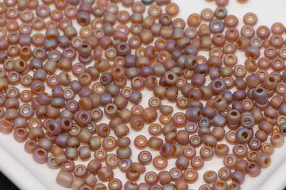 4mm Matte Metallic AB Glass Seed Beads, Frosted Iridescent 6/0 Rocailles, Seed Beads for Bracelet Making & Beading Supplies #1178