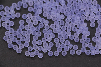 4mm Matte Lavender Glass Seed Beads, Frosted Purple 6/0 Rocailles, Round Glass Beads for Bracelet Making & Beading Supplies #1417