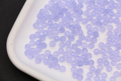 4mm Matte Lavender Glass Seed Beads, Frosted Purple 6/0 Rocailles, Round Glass Beads for Bracelet Making & Beading Supplies #1417