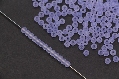 4mm Matte Lavender Glass Seed Beads, Frosted Purple 6/0 Rocailles, Round Glass Beads for Bracelet Making & Beading Supplies #1417