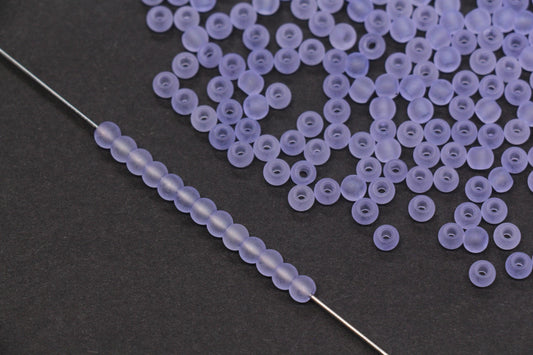 4mm Matte Lavender Glass Seed Beads, Frosted Purple 6/0 Rocailles, Round Glass Beads for Bracelet Making & Beading Supplies #1417