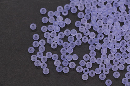 4mm Matte Lavender Glass Seed Beads, Frosted Purple 6/0 Rocailles, Round Glass Beads for Bracelet Making & Beading Supplies #1417