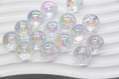 16mm Iridescent Clear Acrylic Gumball Beads, Large Round Bracelet Beads for Jewelry Making, DIY Craft Supplies #1709