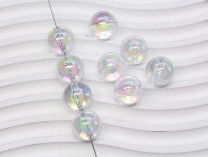 16mm Iridescent Clear Acrylic Gumball Beads, Large Round Bracelet Beads for Jewelry Making, DIY Craft Supplies #1709